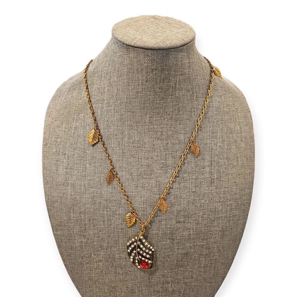 Amrita Singh Antique 18k Gold-Plated Brass Peacock Feather Pendant Necklace - Picture 5 of 11